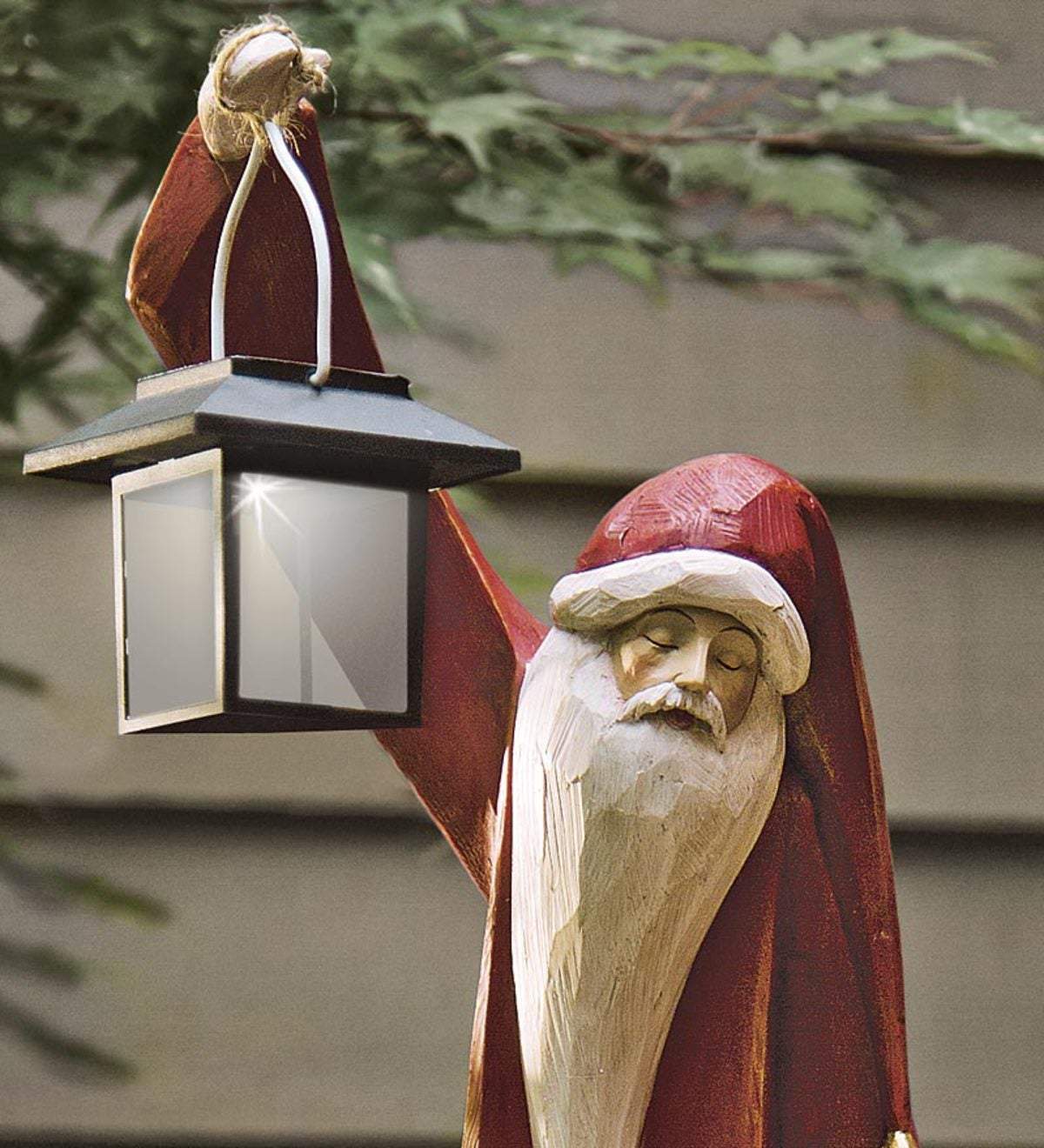 Santa and Snowman Solar Lantern Christmas Sculpture