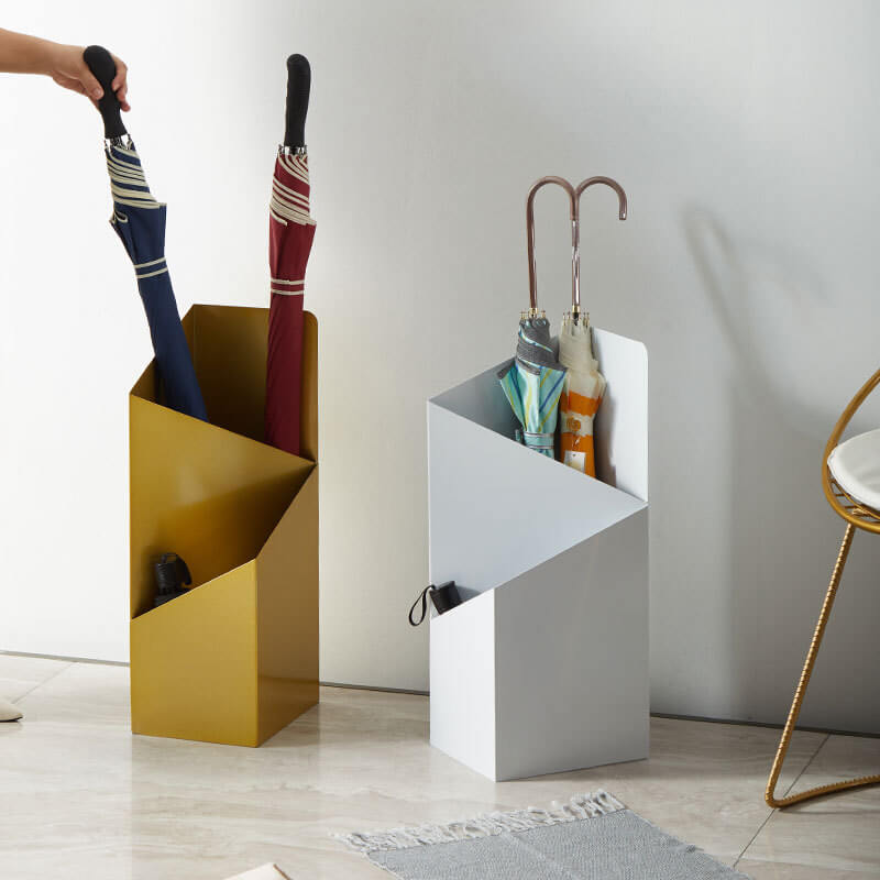 Scandinavian Metal Umbrella Stand with Removable Drip Tray