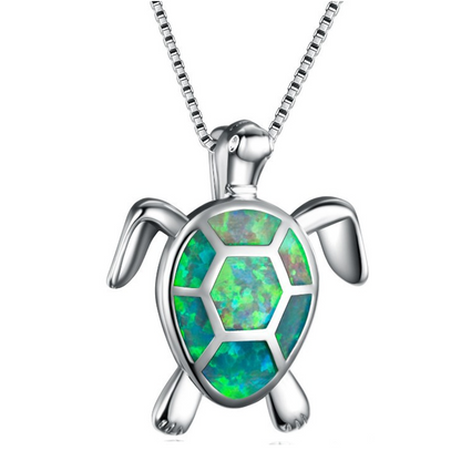 Sea Turtle Opal Pendant Necklace