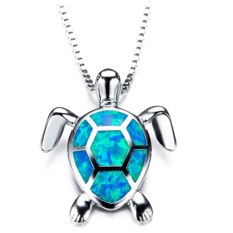 Sea Turtle Opal Pendant Necklace