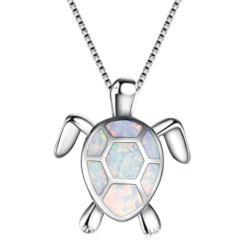 Sea Turtle Opal Pendant Necklace