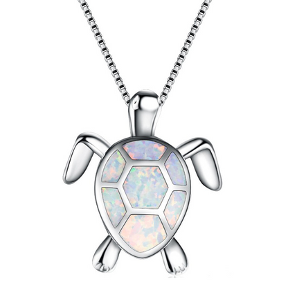 Sea Turtle Opal Pendant Necklace