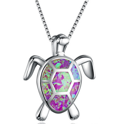 Sea Turtle Opal Pendant Necklace