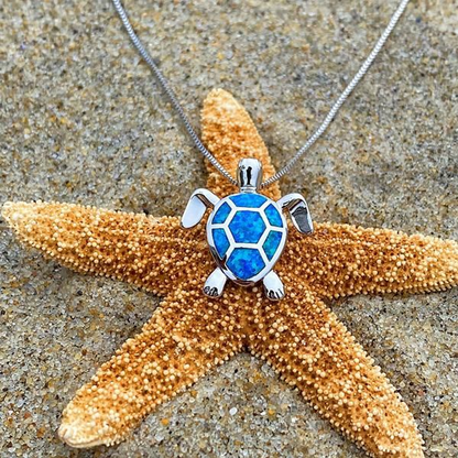Sea Turtle Opal Pendant Necklace