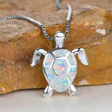 Sea Turtle Opal Pendant Necklace