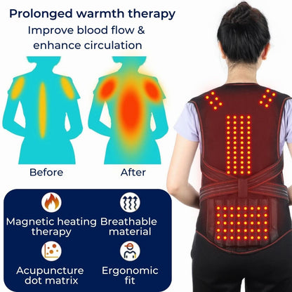 Self Heating Back Support Brace Adjustable Posture Corrector