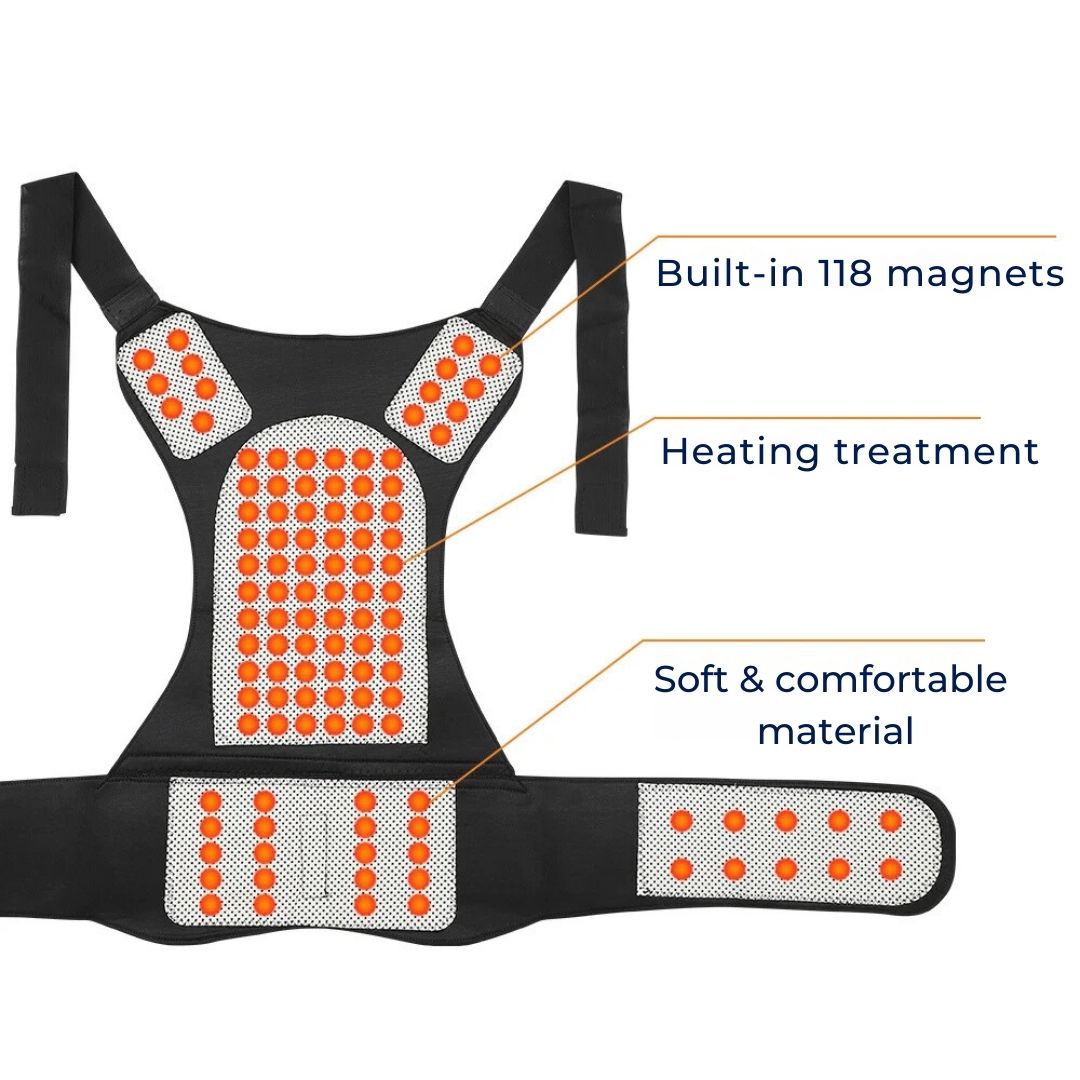 Self Heating Back Support Brace Adjustable Posture Corrector