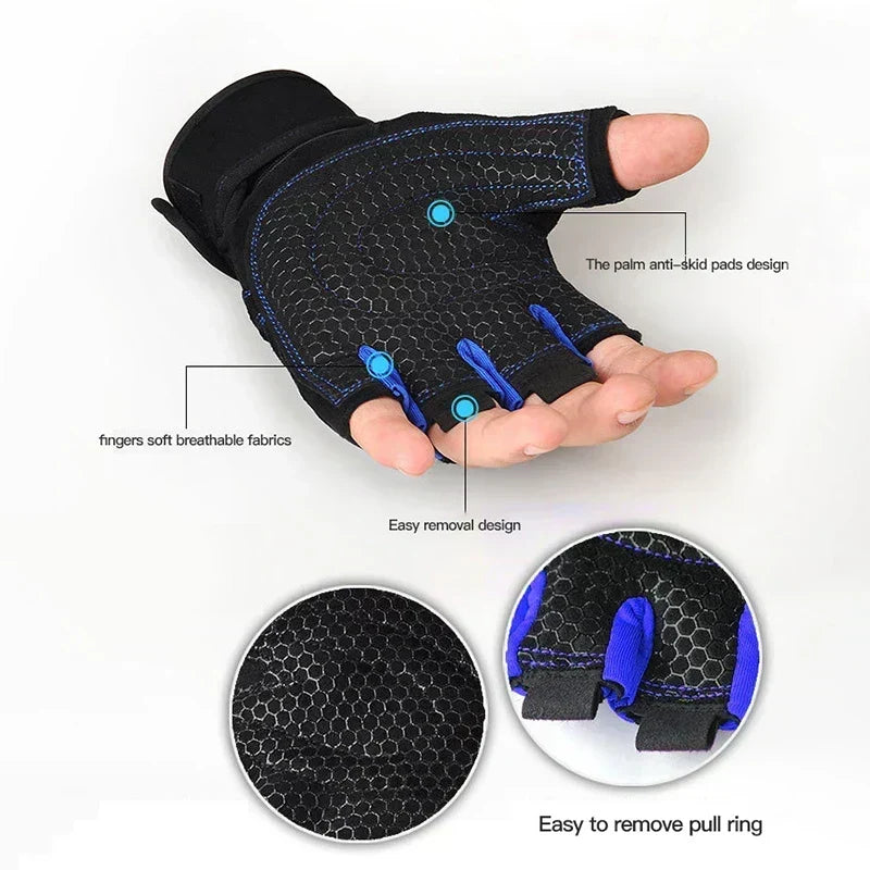 Shock Absorbing Gym Gloves with Wrist Support and Breathable Fit
