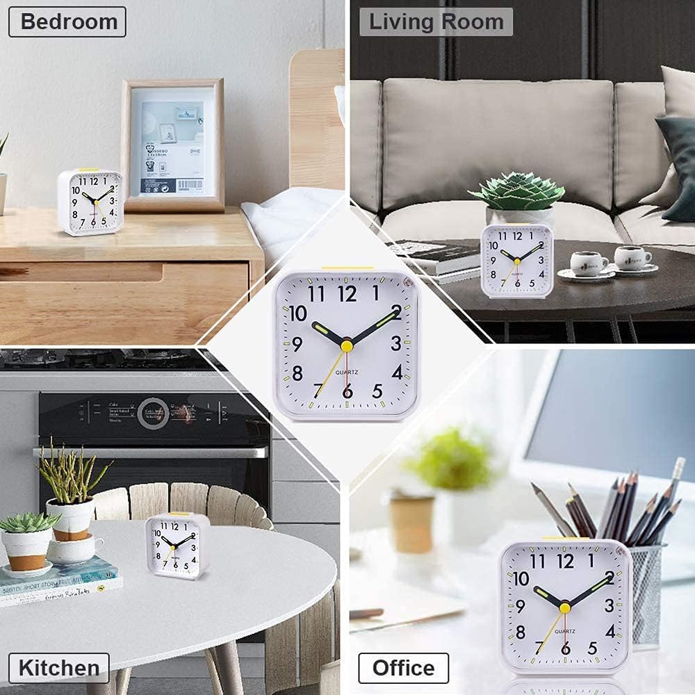 Silent Analog Alarm Clock with Snooze and Night Light