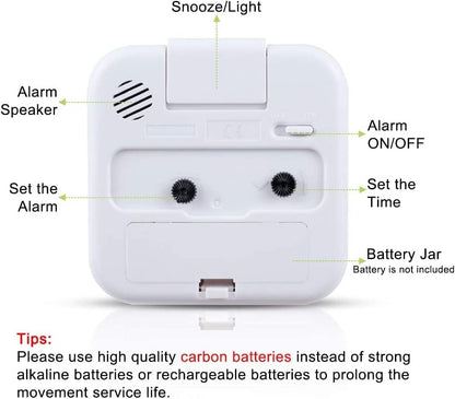 Silent Analog Alarm Clock with Snooze and Night Light
