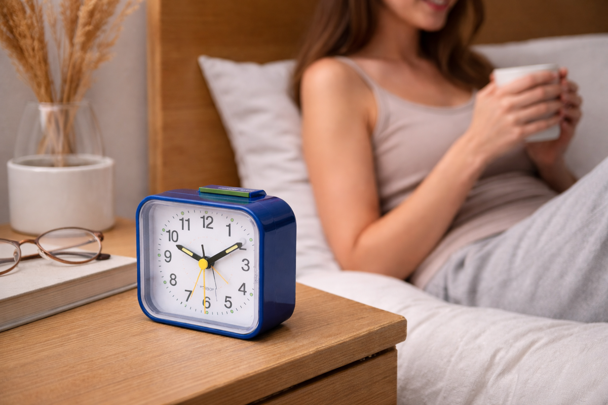 Silent Analog Alarm Clock with Snooze and Night Light