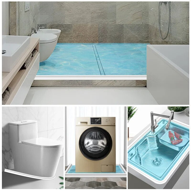 Silicone Shower Water Barrier Strip for Bathroom Floor