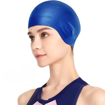 Silicone Swim Cap with Ear Protection for Long Hair Waterproof Swimming Cap