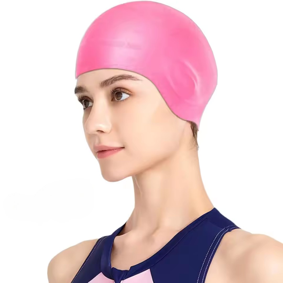 Silicone Swim Cap with Ear Protection for Long Hair Waterproof Swimming Cap