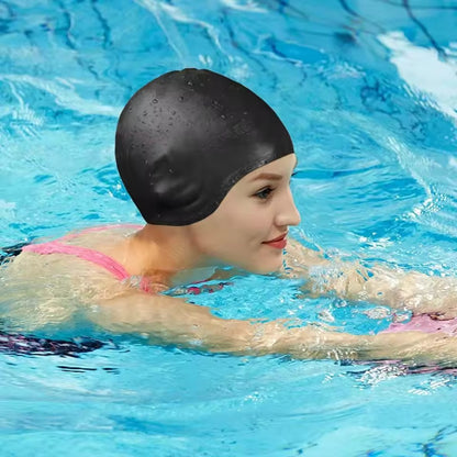 Silicone Swim Cap with Ear Protection for Long Hair Waterproof Swimming Cap