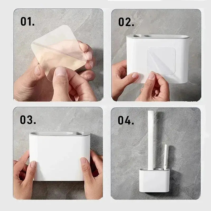 Silicone Toilet Brush Set with Wall Mount and Detail Brush