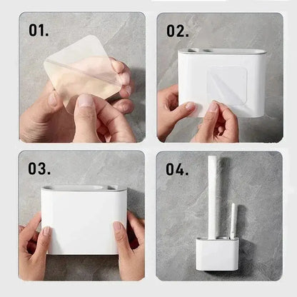 Silicone Toilet Brush Set with Wall Mount and Detail Brush