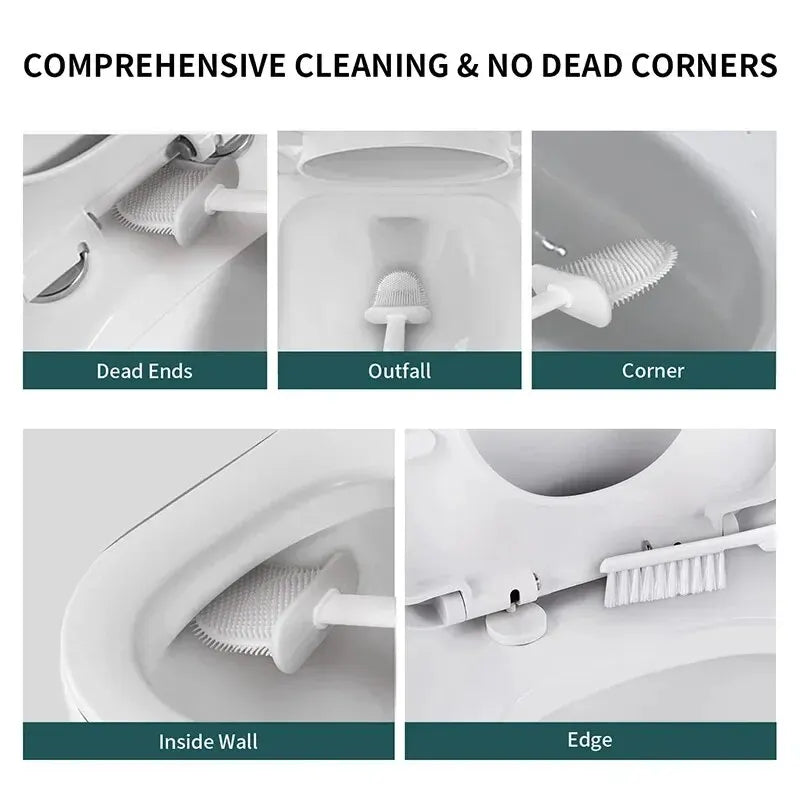 Silicone Toilet Brush Set with Wall Mount and Detail Brush