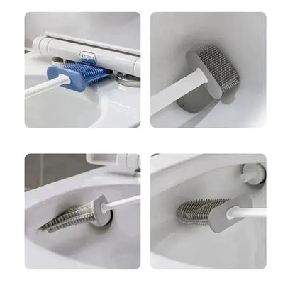 Silicone Toilet Brush Set with Wall Mount and Detail Brush