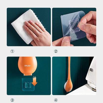 Silicone Toilet Cleaning Brush with Ventilated Wall Holder