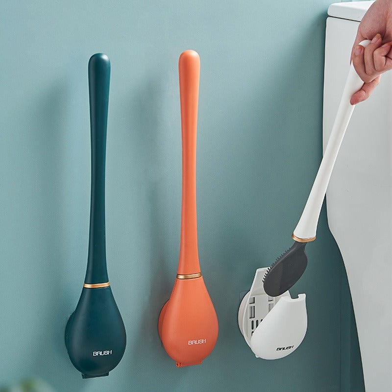 Silicone Toilet Cleaning Brush with Ventilated Wall Holder