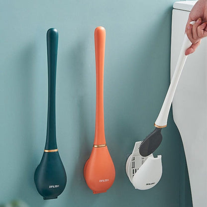 Silicone Toilet Cleaning Brush with Ventilated Wall Holder