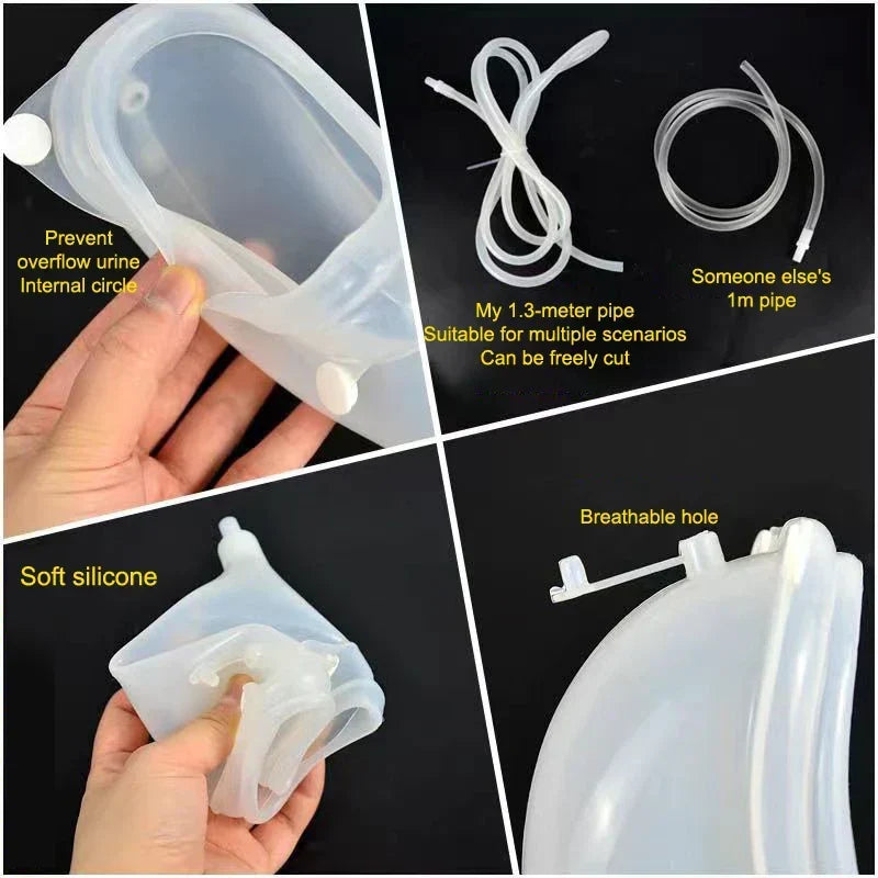 Silicone Wearable Urine Collection System with Catheter and Drainage Bags