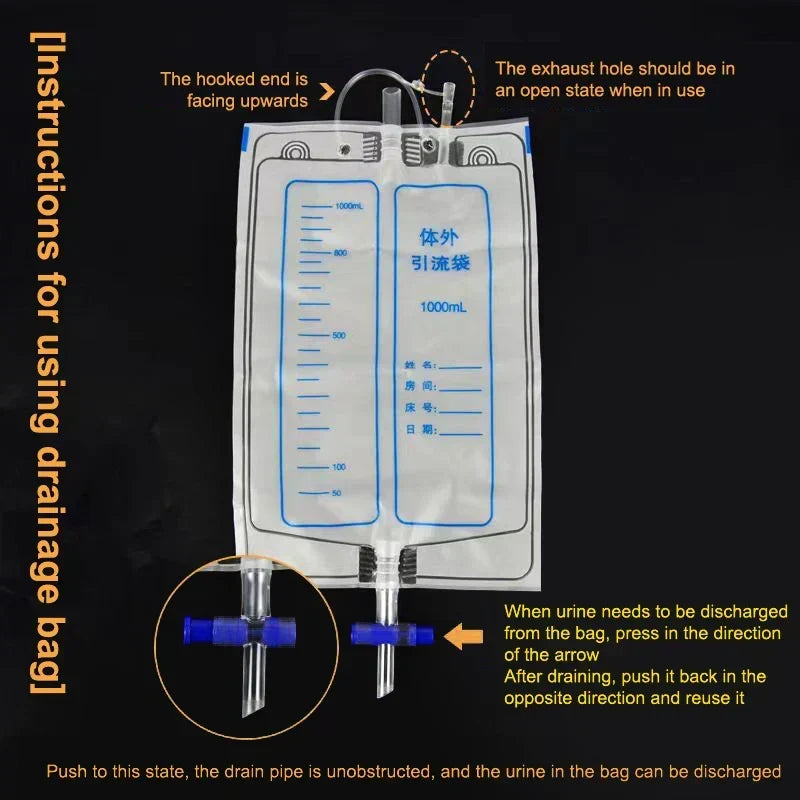 Silicone Wearable Urine Collection System with Catheter and Drainage Bags
