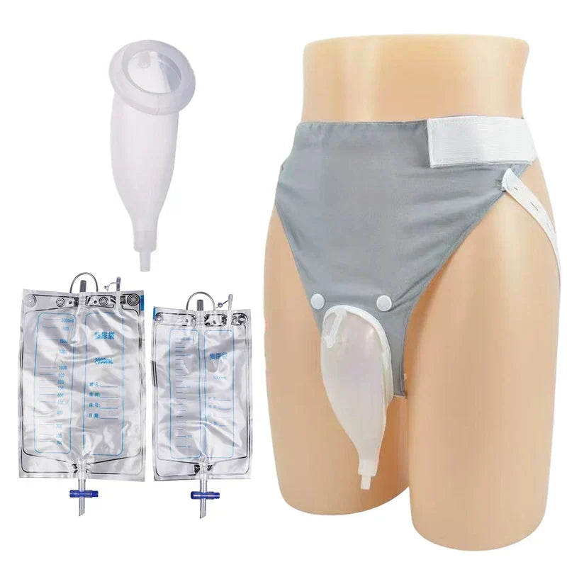 Silicone Wearable Urine Collection System with Catheter and Drainage Bags