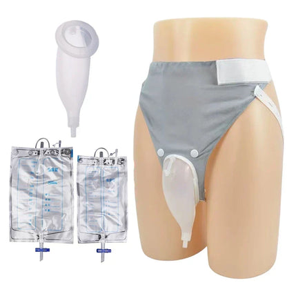 Silicone Wearable Urine Collection System with Catheter and Drainage Bags
