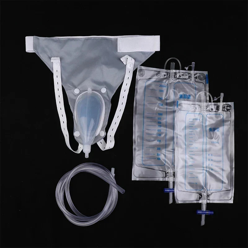 Silicone Wearable Urine Collection System with Catheter and Drainage Bags