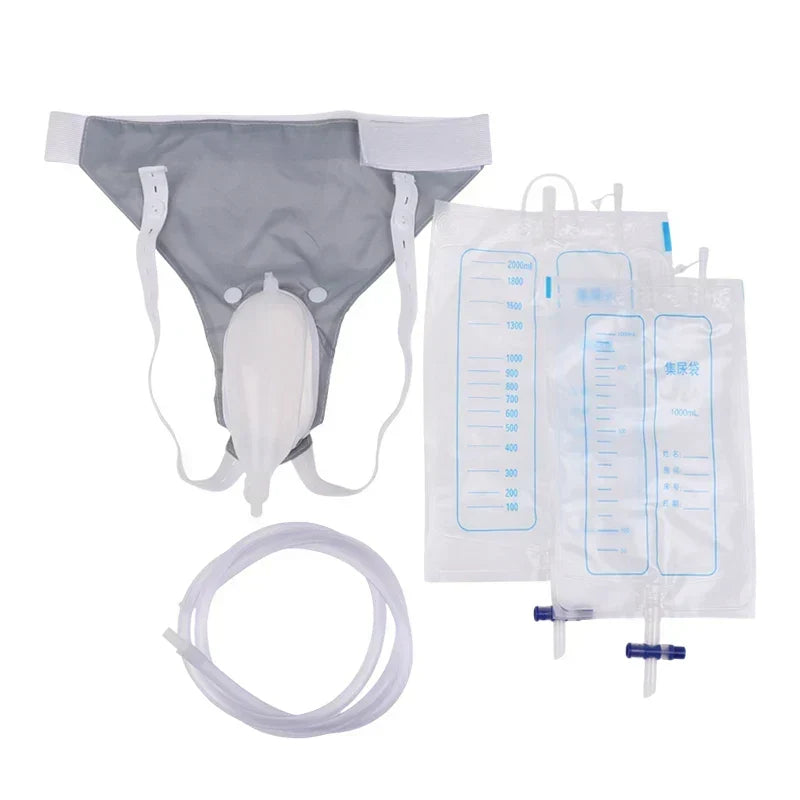 Silicone Wearable Urine Collection System with Catheter and Drainage Bags