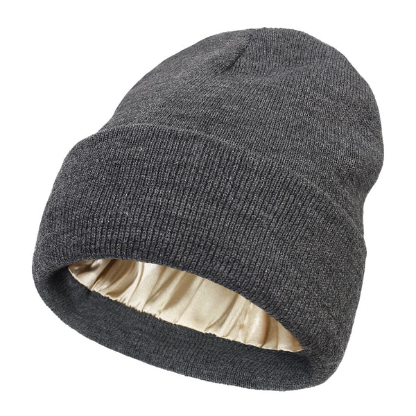 Silk Lined Winter Beanie Wool Hair Friendly Hat