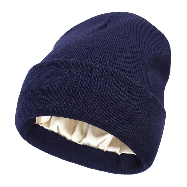Silk Lined Winter Beanie Wool Hair Friendly Hat