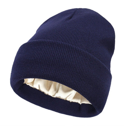 Silk Lined Winter Beanie Wool Hair Friendly Hat