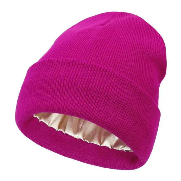 Silk Lined Winter Beanie Wool Hair Friendly Hat