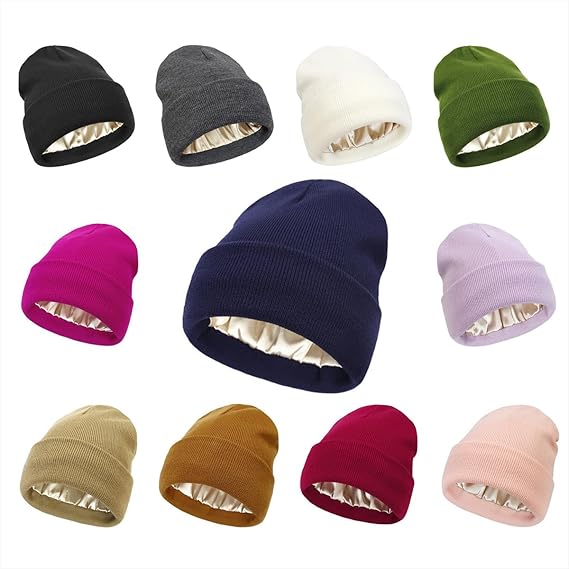 Silk Lined Winter Beanie Wool Hair Friendly Hat