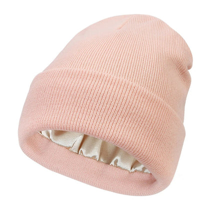 Silk Lined Winter Beanie Wool Hair Friendly Hat