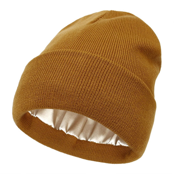 Silk Lined Winter Beanie Wool Hair Friendly Hat