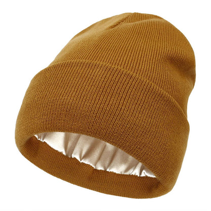 Silk Lined Winter Beanie Wool Hair Friendly Hat