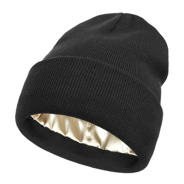 Silk Lined Winter Beanie Wool Hair Friendly Hat