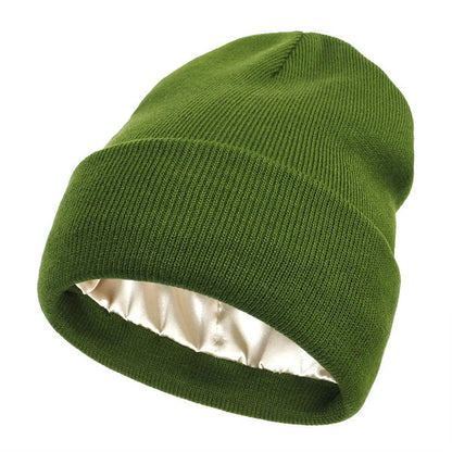 Silk Lined Winter Beanie Wool Hair Friendly Hat