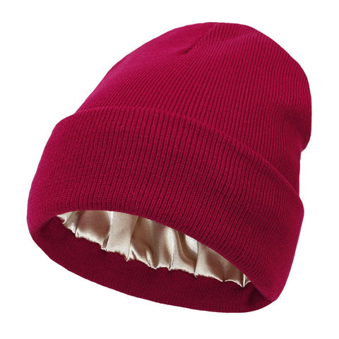 Silk Lined Winter Beanie Wool Hair Friendly Hat