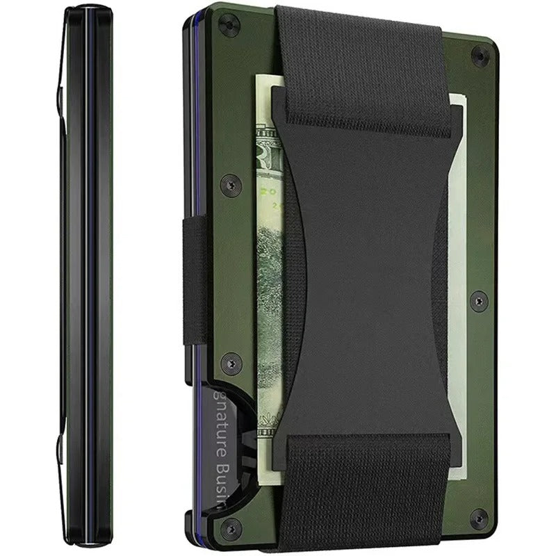Slim RFID Blocking Titanium Card Holder Wallet with Money Clip