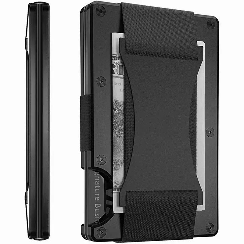 Slim RFID Blocking Titanium Card Holder Wallet with Money Clip