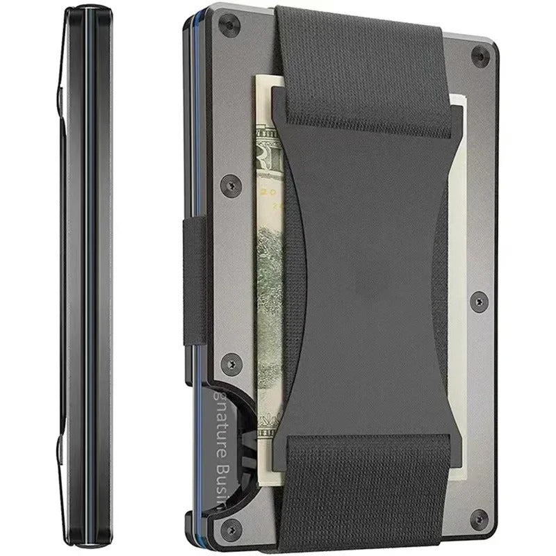 Slim RFID Blocking Titanium Card Holder Wallet with Money Clip