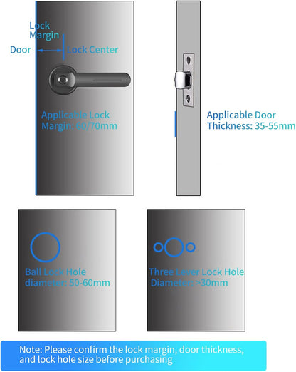 Smart Fingerprint Door Lever Lock With Key Access 30 Users