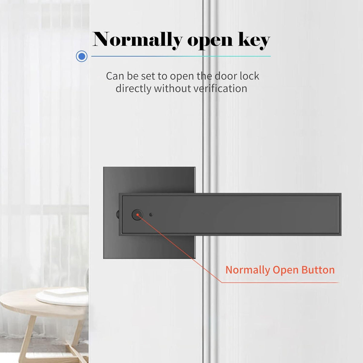 Smart Fingerprint Door Lever Lock With Key Access 30 Users