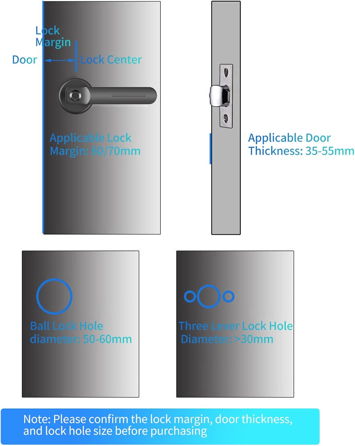 Smart Fingerprint Door Lever Lock With Key Access 30 Users