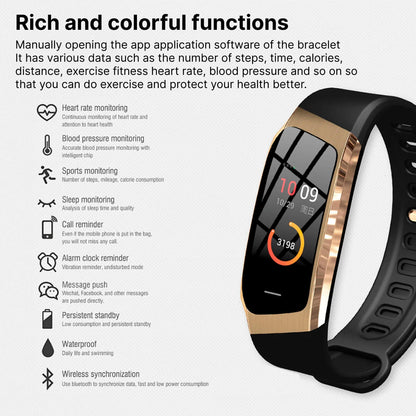 Smart Watch with Heart Rate Blood Pressure and Activity Tracking